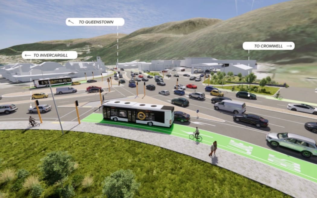 Artists impression of  Queenstown’s new $250 million intersection in Frankton at what is currently the BP roundabout