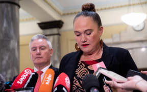 Deputy Prime Minister Carmel Sepuloni and Deputy Party Leader Kelvin Davis speak to media following the resignation of Meka Whaitiri