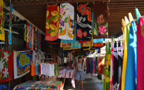 220414. Photo RNZ. French Polynesia. Tahiti, Papeete, textiles, pareu