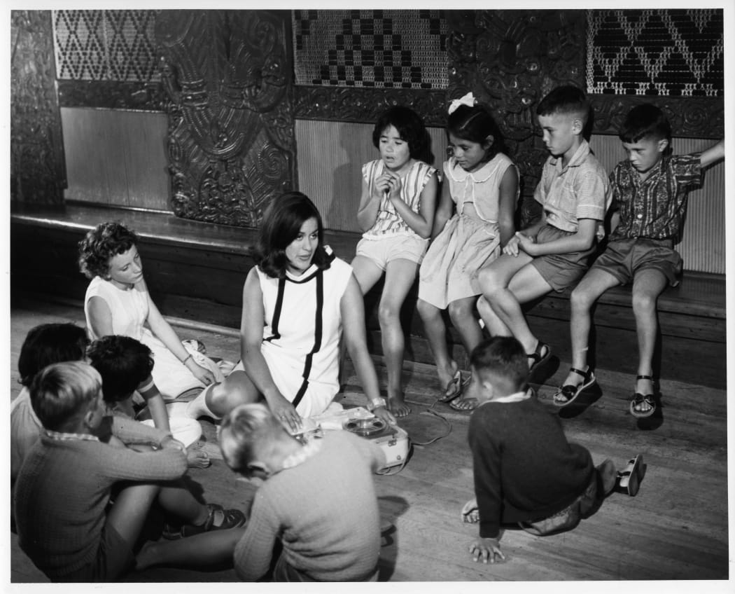 Kiri Te Kanawa performs to children in Don’t Let It Get You, Rotorua, 1966.