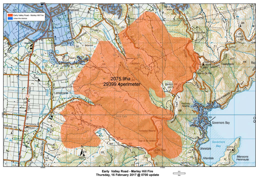Port Hills Fire map