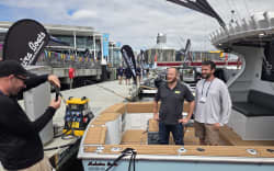 Act MP Cameron Luxton poses for a photo with a Whangarei boat builder