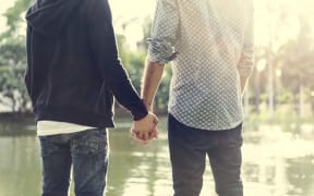 Gay Couple Love Outdoors Concept