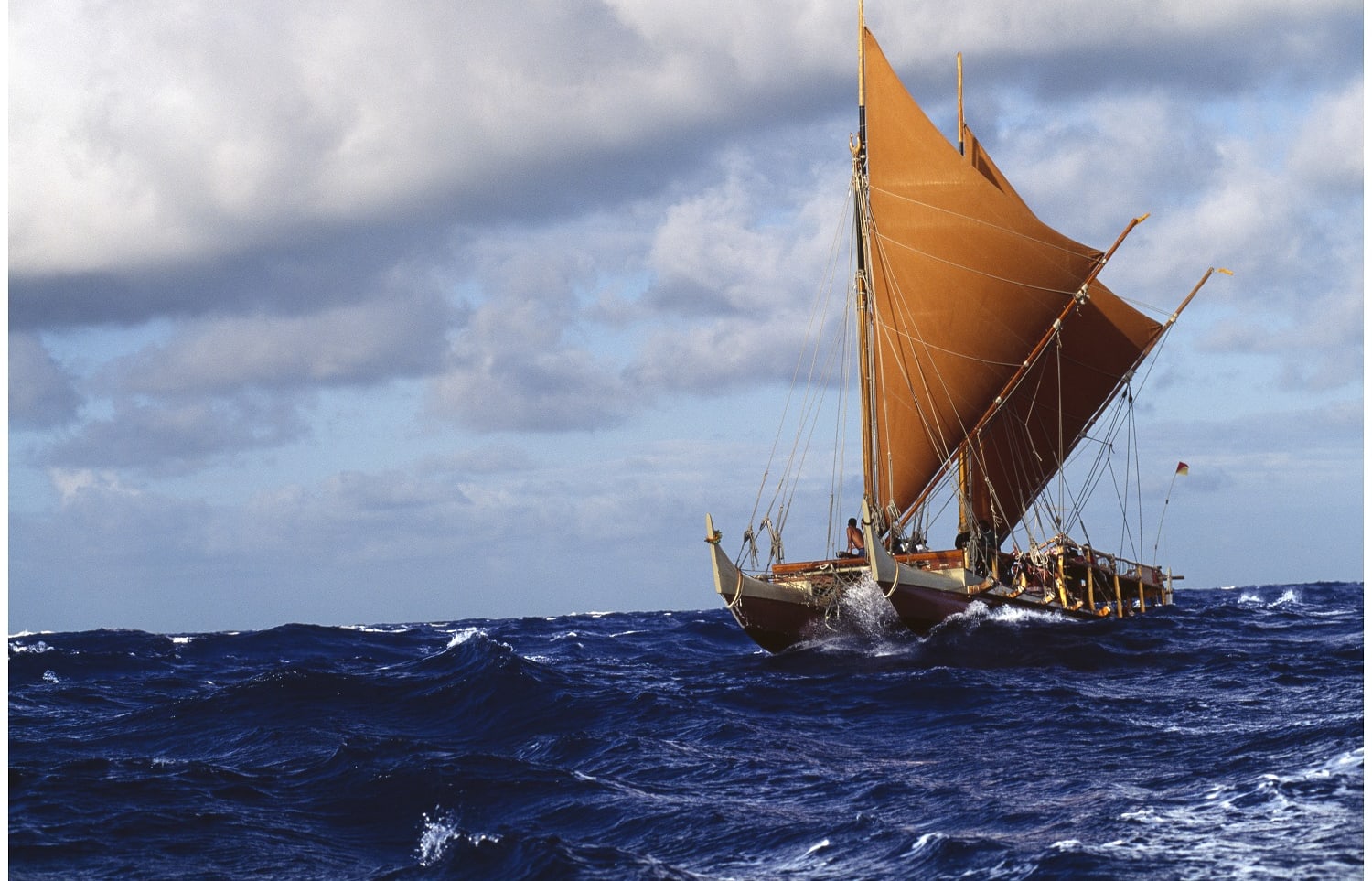 Hōkūle`a in the Ka'iwi Channel off the Coast of O'ahu.