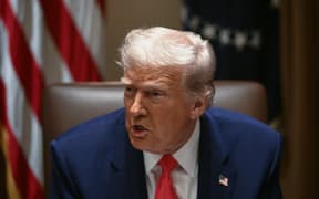US President Donald Trump speaks during a cabinet meeting in the Cabinet Room of the White House on 10 April 2025, in Washington,