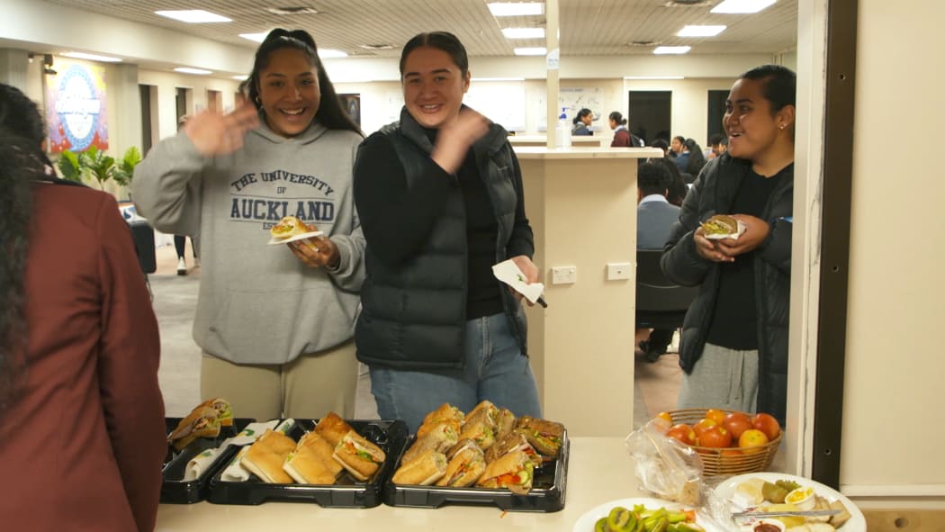 Students grab a snack as they study at Ōtara's Bubblegum youth hub.