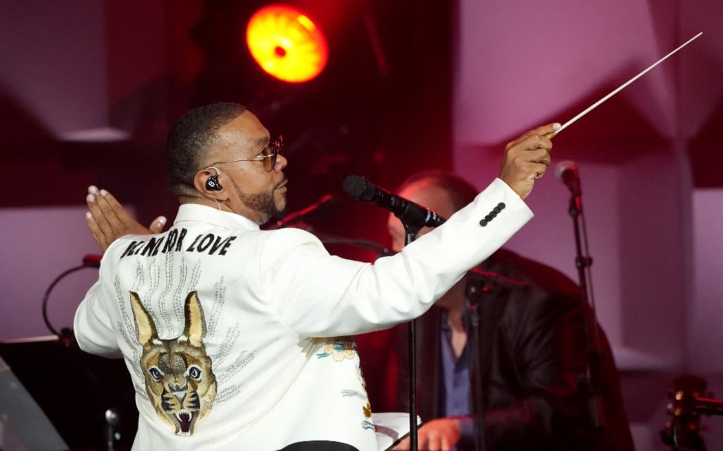 NEW YORK, NEW YORK - JUNE 13: Timbaland conducts onstage during the 2024 Songwriters Hall of Fame Induction and Awards Gala at New York Marriott Marquis Hotel on June 13, 2024 in New York City.   Bennett Raglin/Getty Images for Songwriters Hall Of Fame/AFP (Photo by Bennett Raglin / GETTY IMAGES NORTH AMERICA / Getty Images via AFP)