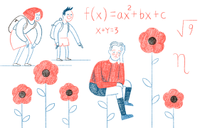 Stylised illustration of math student being bullied