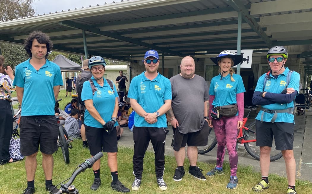 There was a volunteer gang teaching the children about bike safety and maintenance, Reid said.