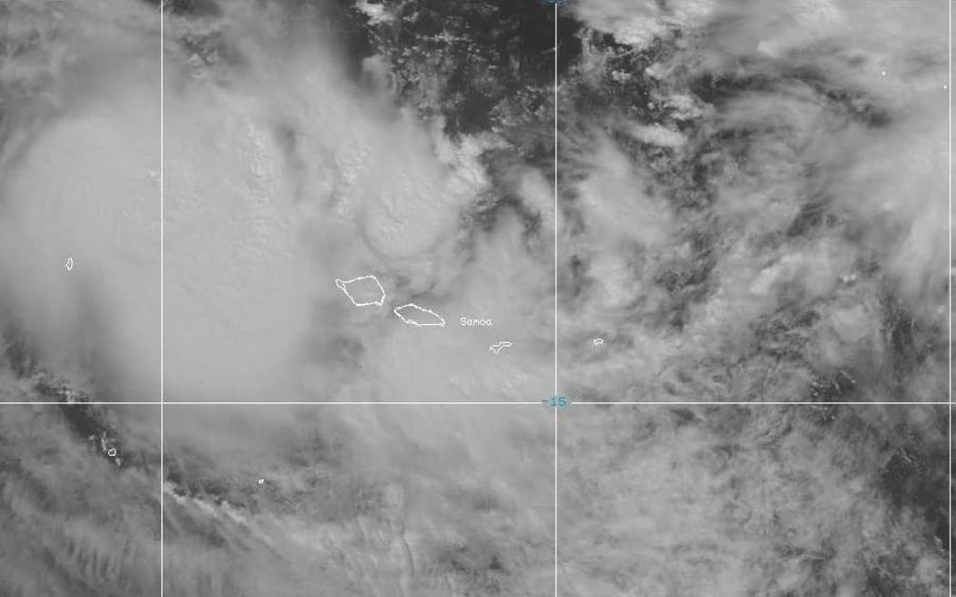 A satellite image of Cyclone Amos as it nears Samoa, supplied by the US National Weather Service.