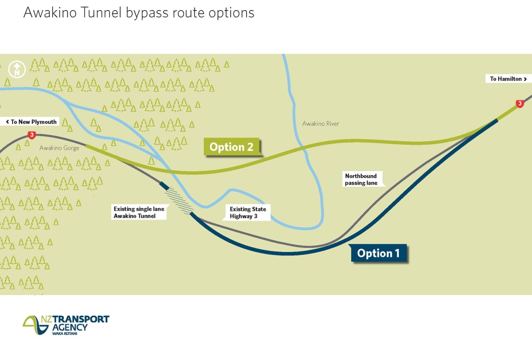 One of the proposed new routes for SH3 in Taranaki.