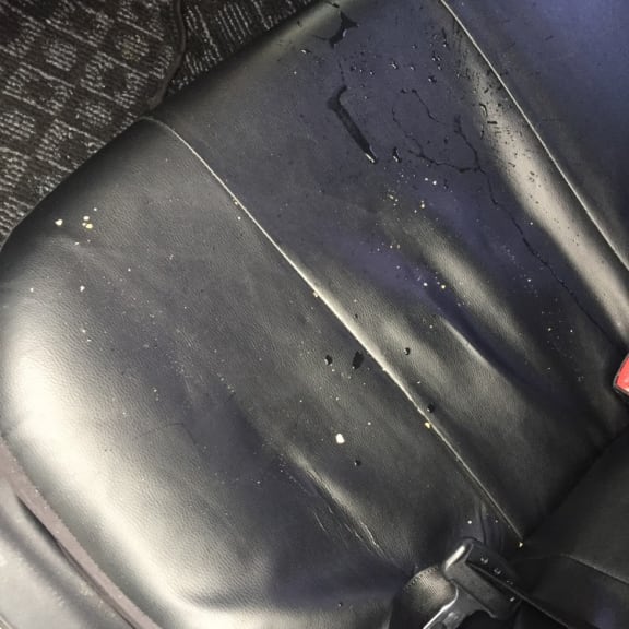 Nick Tipping noticed a bit of water and some crumbs on the seat of an Uber where his two-year-old had been sitting.