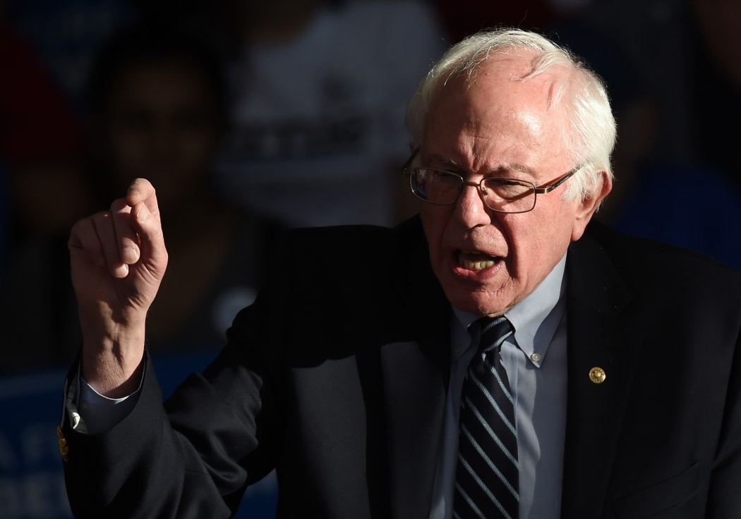 Vermont senator Bernie Sanders gives a concession speech on 20 February in Henderson, Nevada.