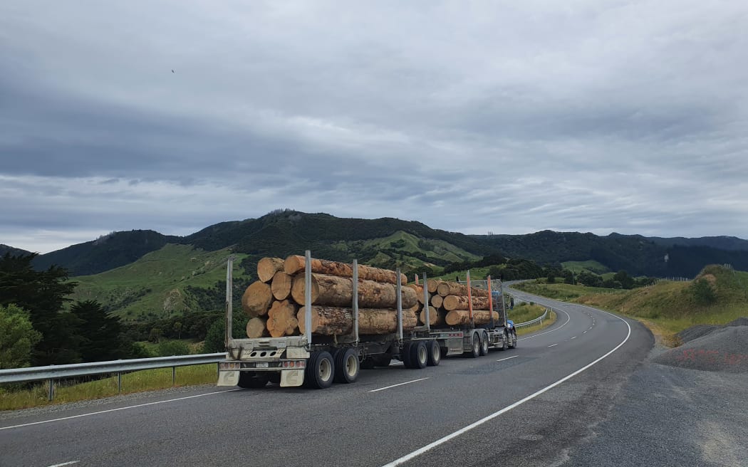 Logging truck heading to Gisborne port