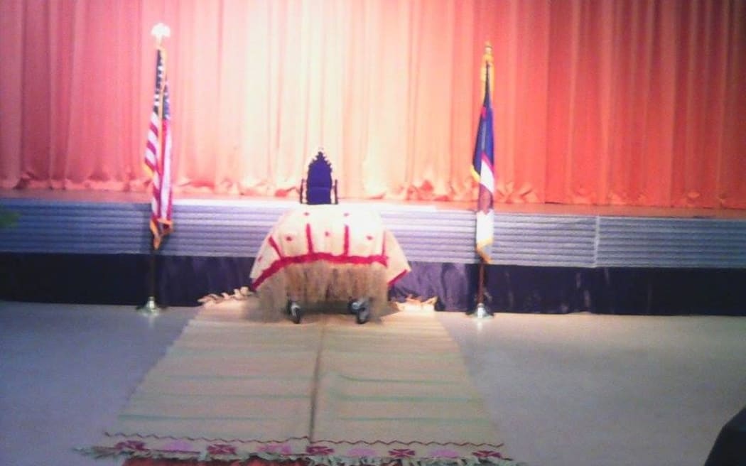 Chandra Bahadur Dangi's casket at his funeral in American Samoa