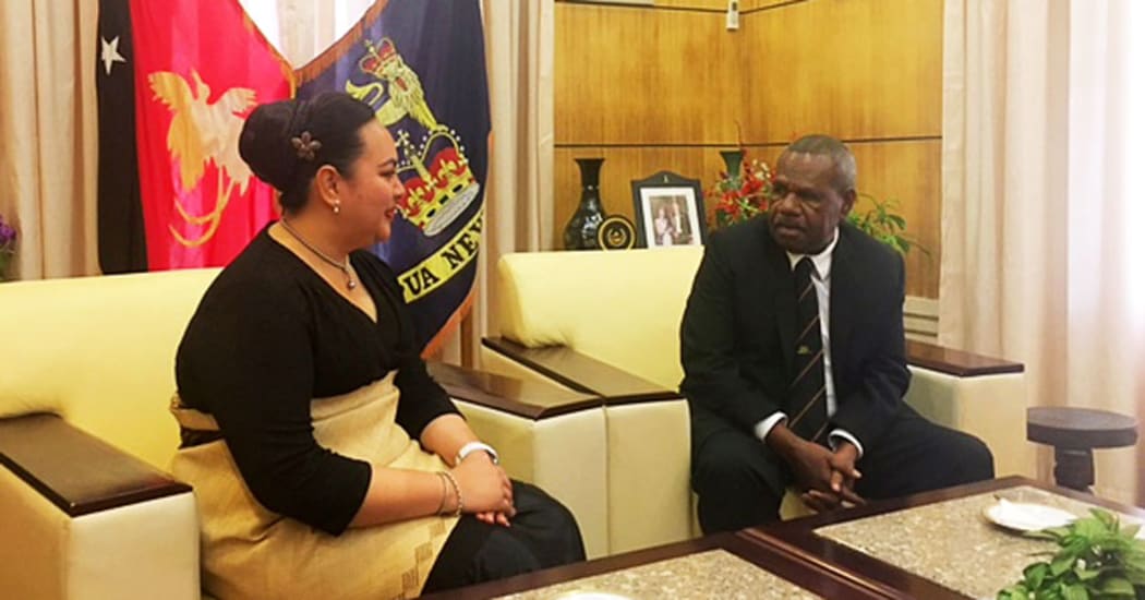 Princess Latufuipeka Tuku'aho and the Governor General of Papua New Guinea, Mr Bob Dadae, KStJ.