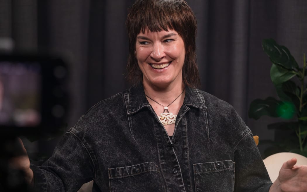 Jen Cloher in studio with Anika Moa for the podcast 'It's Personal with Anika Moa'