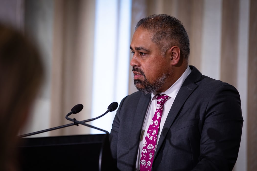 Peeni Henare speaks at the Traffic Light System announcement