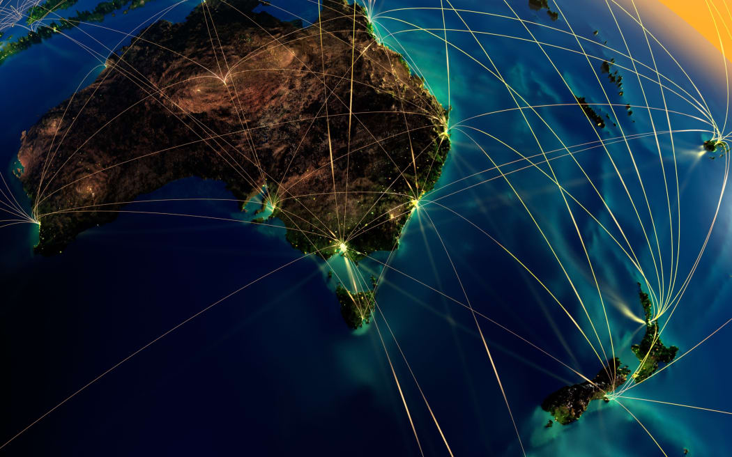 Map of Australia and New Zealand.