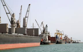 A general view of the Hodeida port in 2019, close to where the stricken oil tanker FSO Safer lies offshore Yemen.