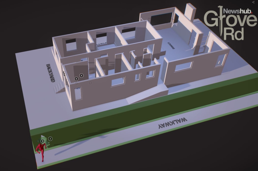 A 3-D rendering of the crime scene for 'Grove Road'