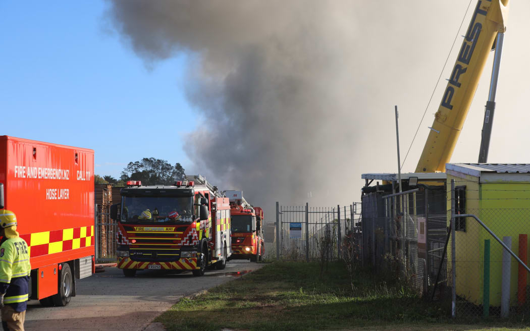 Smoke from the Papakura scrap metal fire.