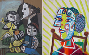 Pablo Picasso, Femme à la résille (Woman in a hairnet), 1938, and Mère aux enfants à l'orange (Mother and children with an orange), 1951, Auckland Art Gallery Toi o Tāmaki, gift of Julian and Josie Robertson through the Auckland Art Gallery Foundation, 2023.