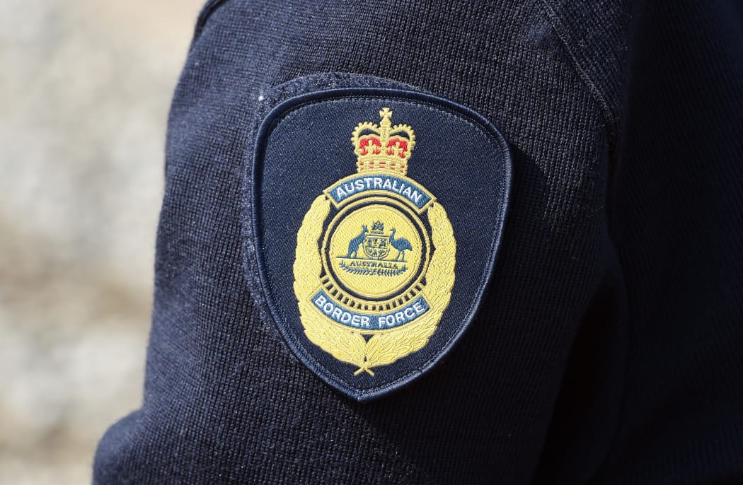 An Australian Border Force emblem on an officer's sleeve in Brisbane.