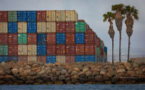 Containers at the Port of Long Beach in Long Beach, California on 12 May.