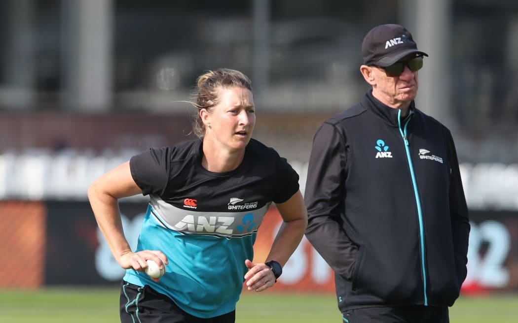 White Ferns captain Sophie Devine and coach Bob Carter