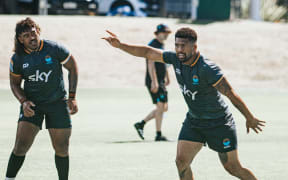 Ardie Savea, right, during training at North Harbour Stadium. 26 March