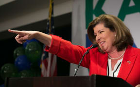 Republican candidate Karen Handel addresses supporters.