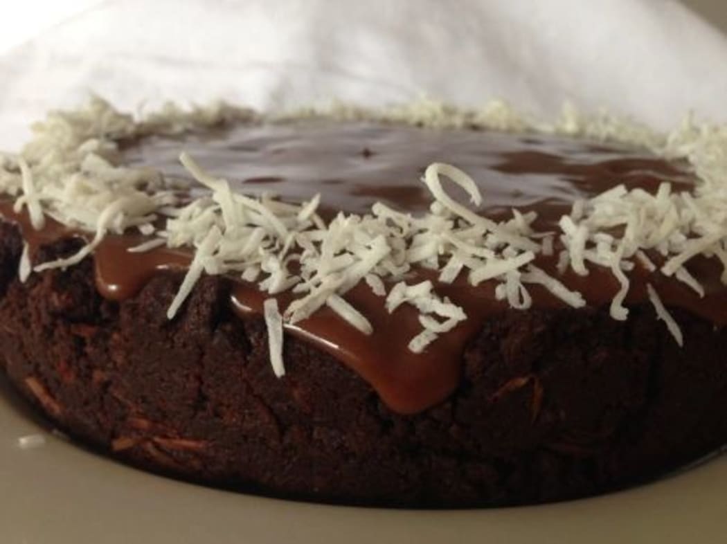 Melt-and-Mix Chocolate Coconut Cake