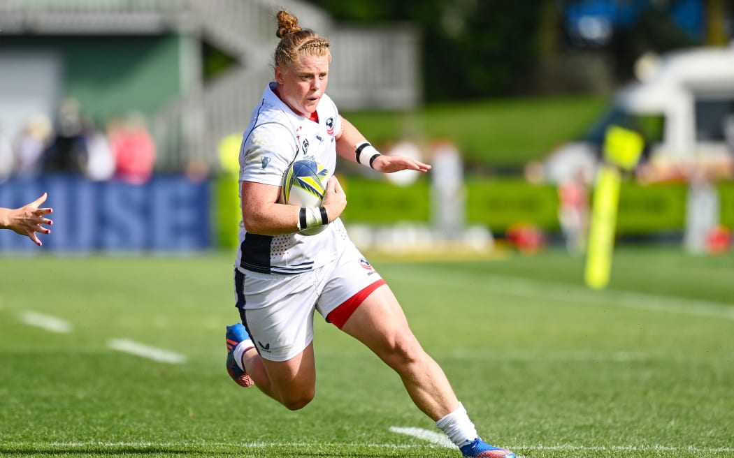 Alev Kelter of USA. Canada v USA, Women’s Rugby World Cup New Zealand 2021 (played in 2022) pool match at Waitakere Stadium, Auckland, New Zealand on Sunday 23 October 2022. Mandatory credit: © Andrew Cornaga / www.photosport.nz