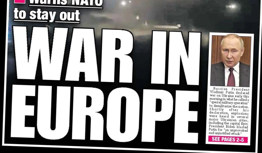 Front page of the New York Post.