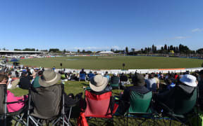 Cricket fans at the Bay Oval, Mount Maunganui, watch the Black Caps and South Africa one day international.