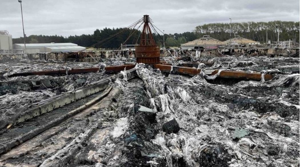The fire-damaged Christchurch Wastewater Treatment Plant.