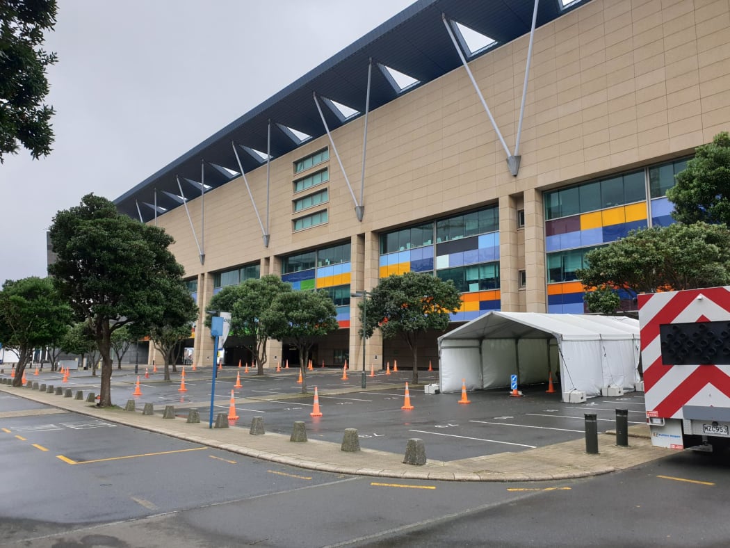 A Covid-19 testing site at Te Papa was quiet on Saturday morning.