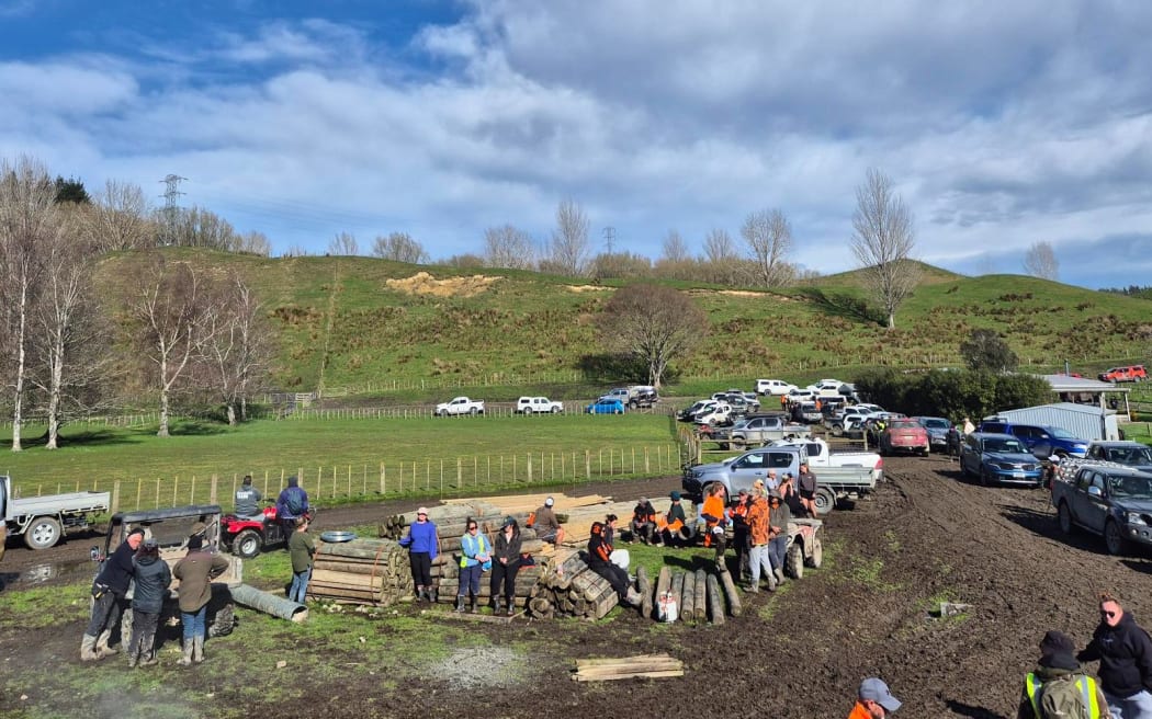 The community searches for a missing five-year-old boy in Hangaroa, August 2024.