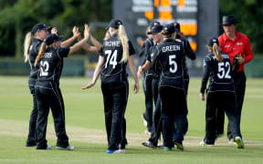 New Zealand White Ferns celebrate after win over Ireland