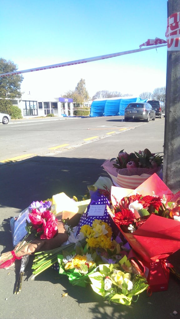A floral tribute left at the cordon today.