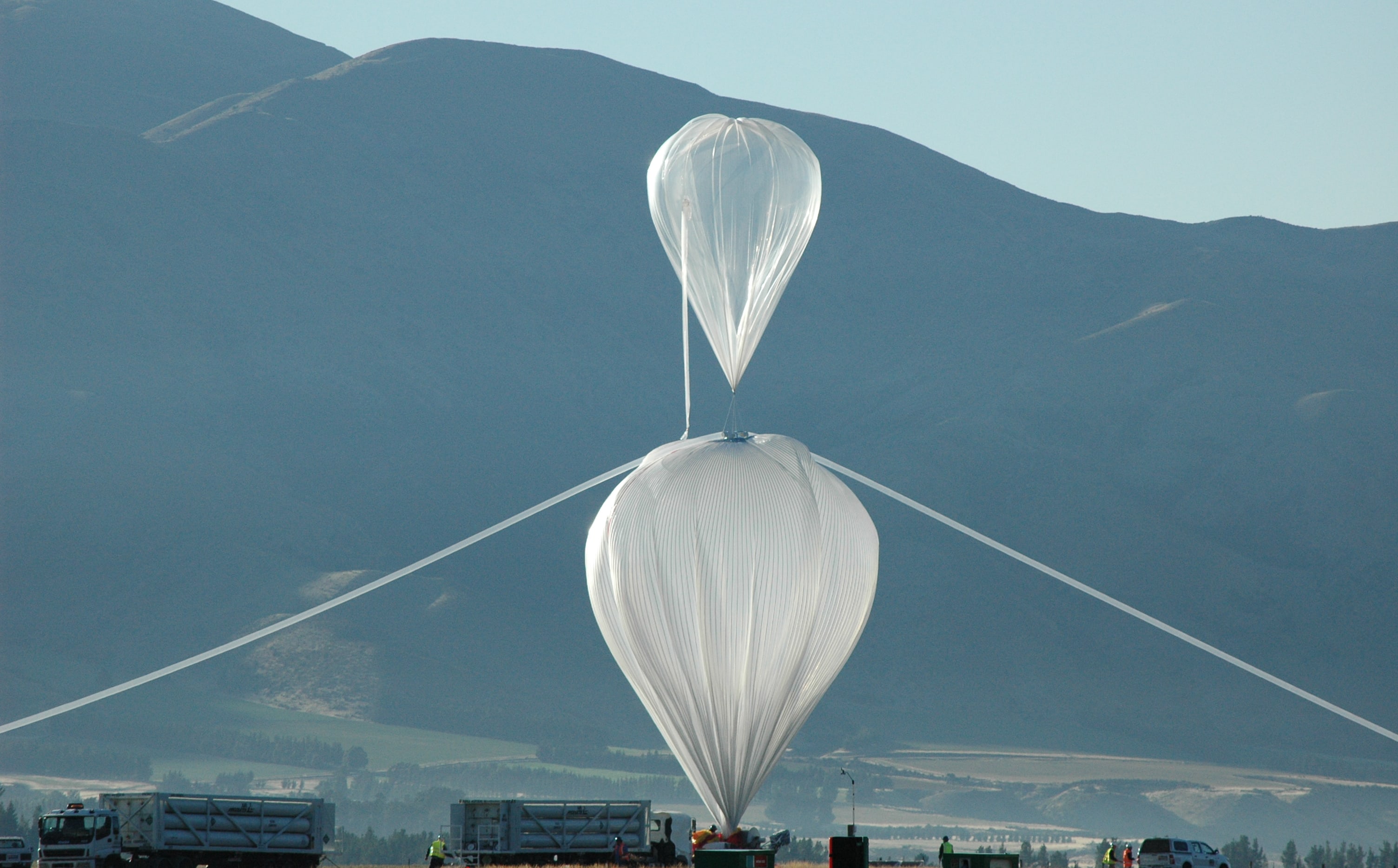 The balloon being inflated at Wanaka Airport