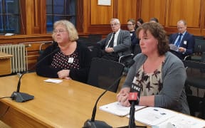 Trudy Webber and Sarah MaCrae at the Health Select Committee.