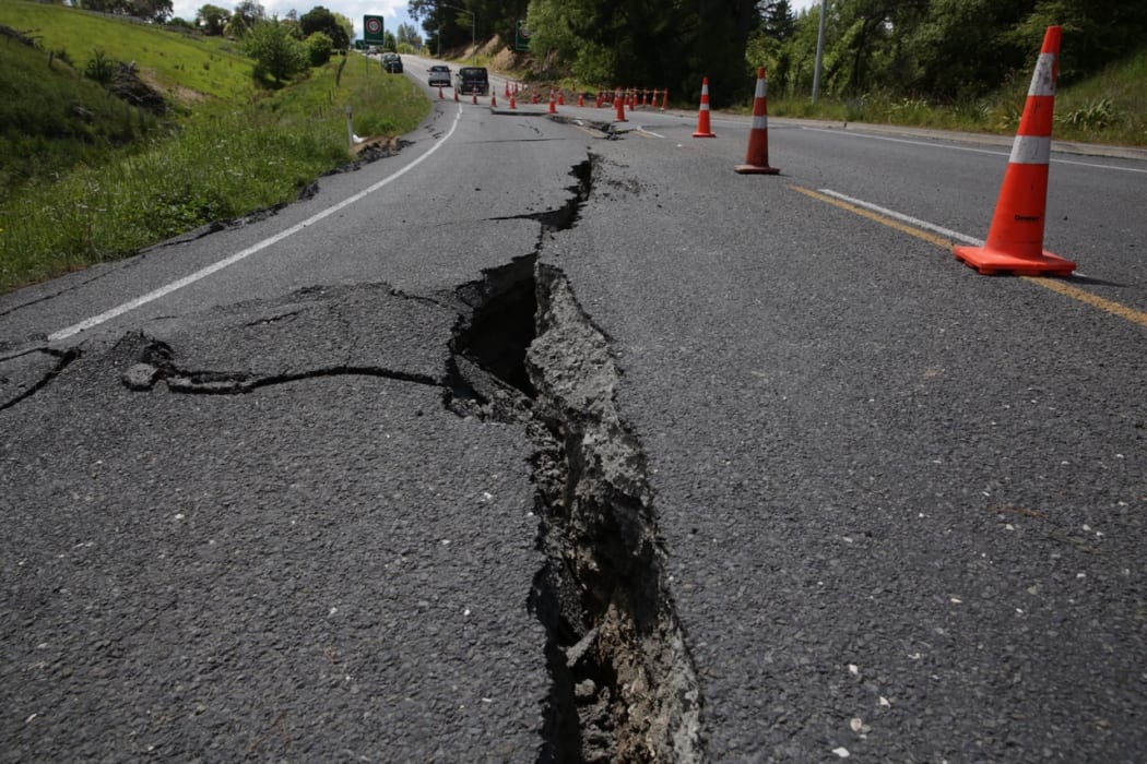 Road damage in Kaikoura