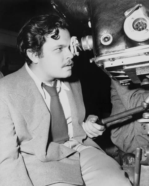 Orson Welles on the set of The Magnificent Ambersons.
