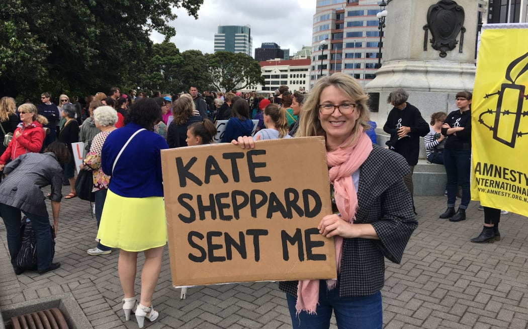 Leah McFall during the Women's March in Wellington.