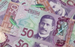 Close-up of New Zealand fifty dollar banknotes