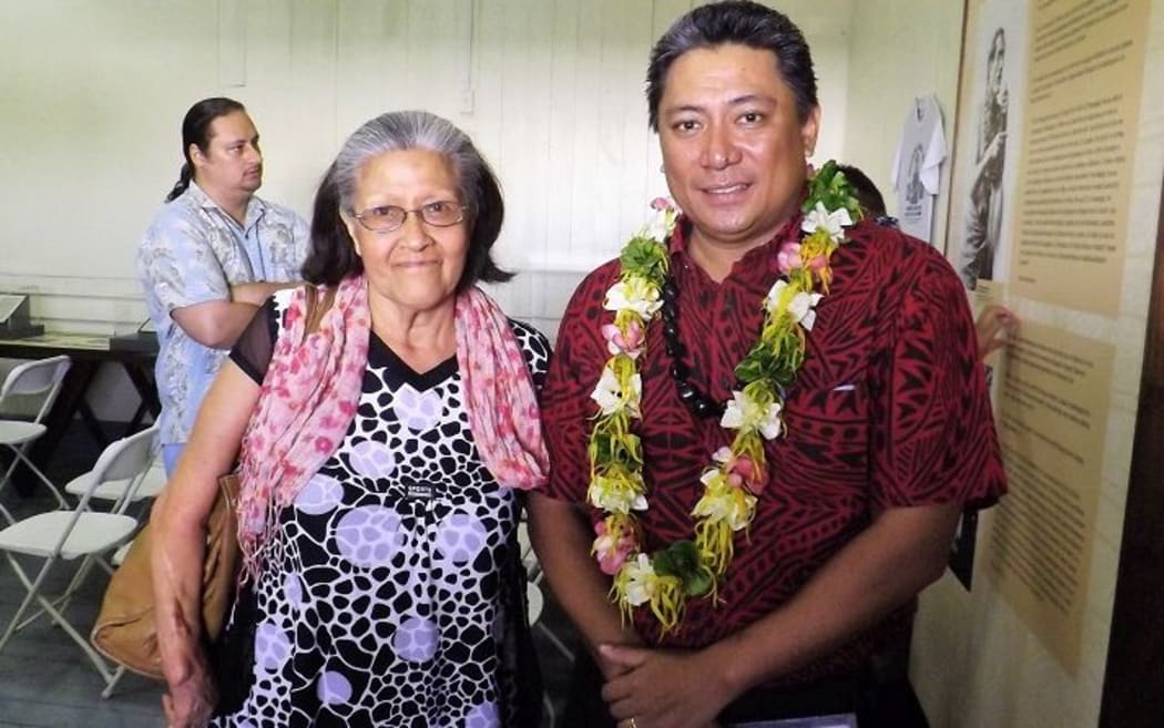 Prominent Samoa-Chinese descendants Aumua Ming Leung Wai, (right), and Moe Lei Sam