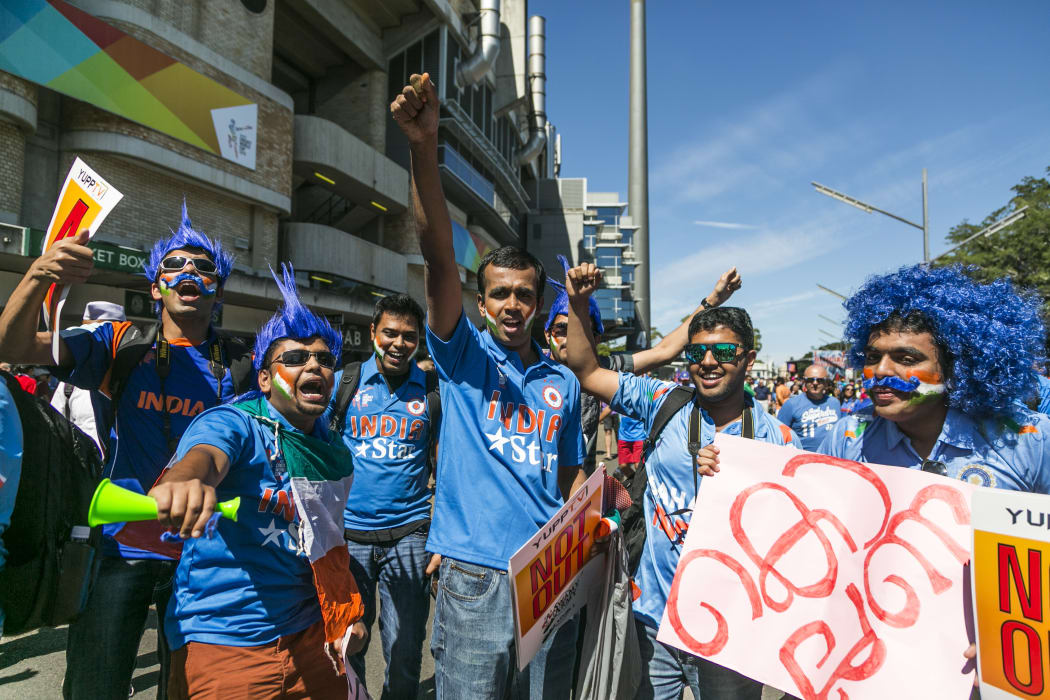 Some of the 'Swami Army' supporting the Indian team against Australia