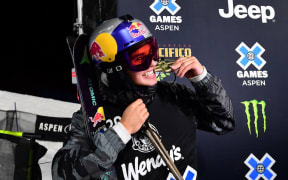 Nico Porteous at the medal ceremony for Men's Ski SuperPipe during X Games Aspen 2021
(Photo by Eric Lars Bakke / ESPN Images)